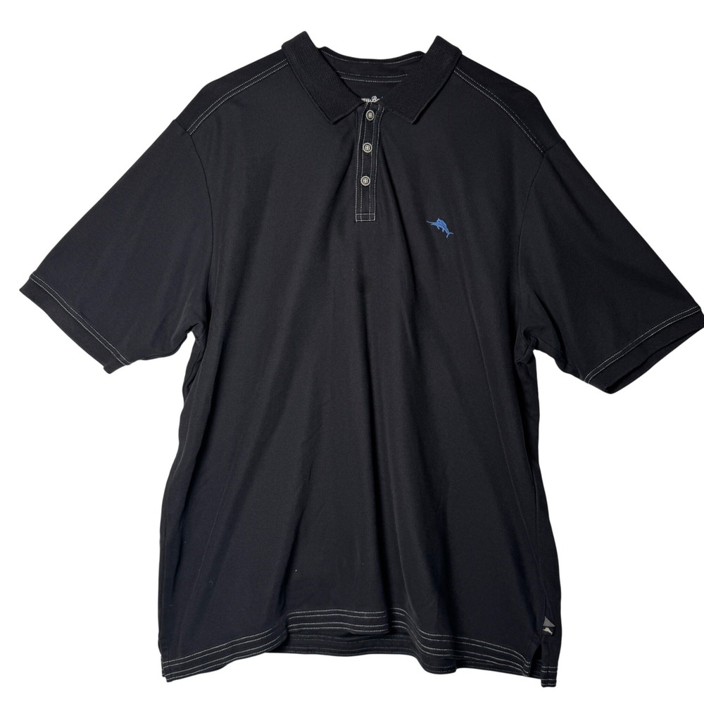 Tommy Bahama Mens‎ Size XL Black Polo Shirt Supima Cotton Golf
